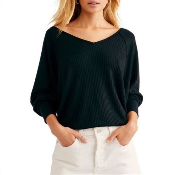 We The Free Tops - We the free slouchy black thermal blouse, size S